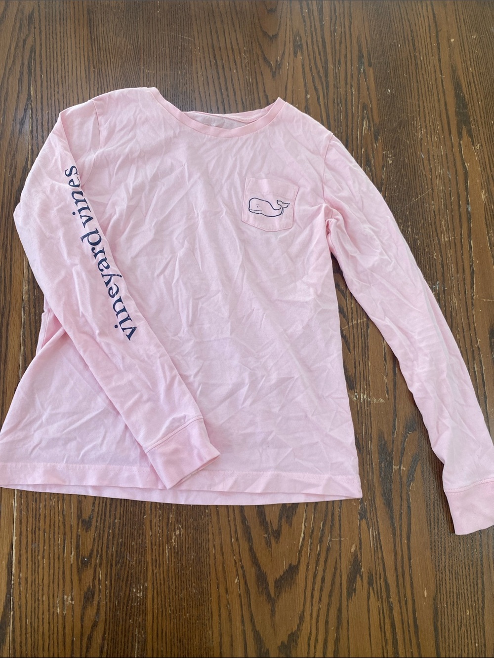 Vineyard Vines Light Pink Long-Sleeve Pocket Tee with Whale Logo